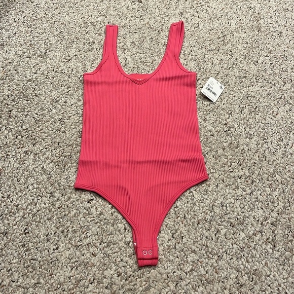 NWT Free People XYZ Bodysuit Pink Tank Top Sz XS/S - Picture 1 of 5